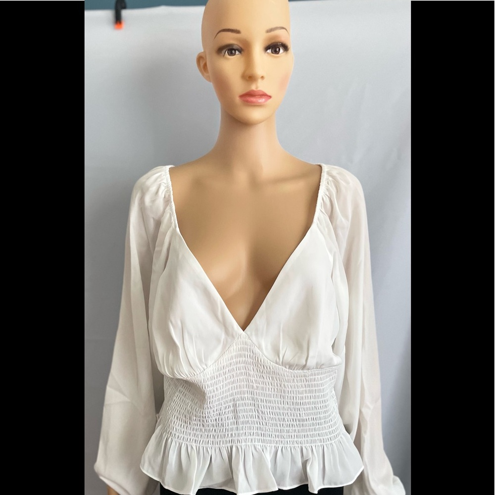 Smocked Waist Raglan Top